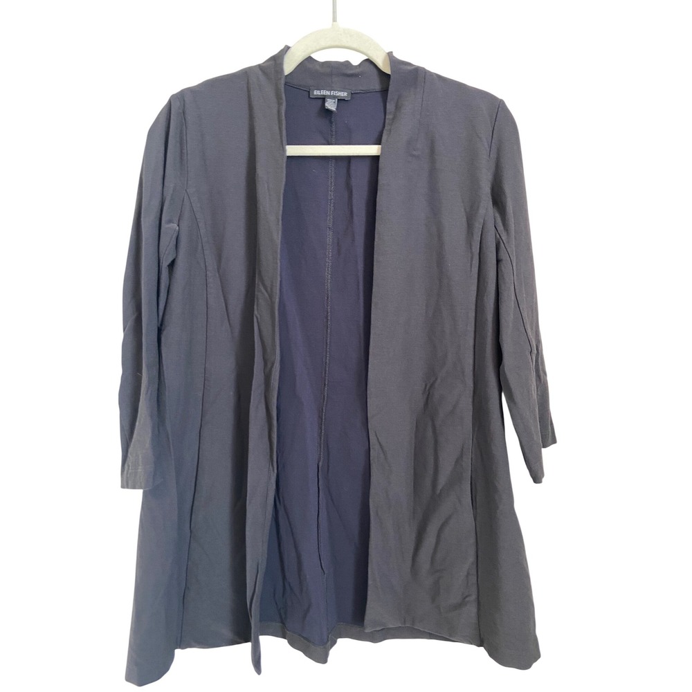 EILEEN FISHER Women's Size XS Crepe Gray Open Front Long Sleeve Jacket